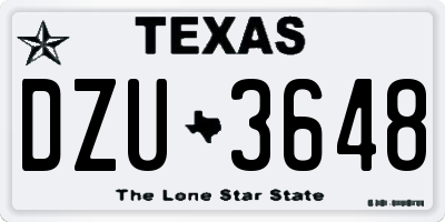 TX license plate DZU3648