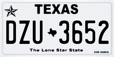 TX license plate DZU3652