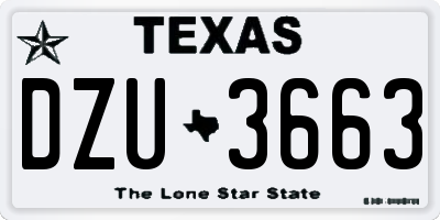 TX license plate DZU3663