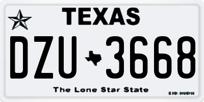 TX license plate DZU3668