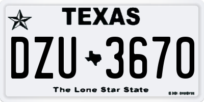 TX license plate DZU3670