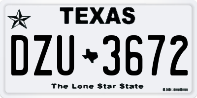 TX license plate DZU3672