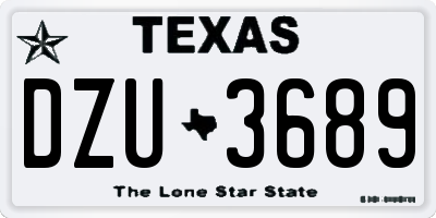 TX license plate DZU3689