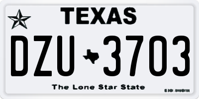 TX license plate DZU3703