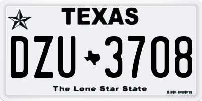TX license plate DZU3708