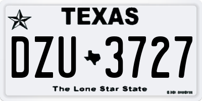 TX license plate DZU3727