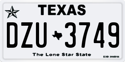 TX license plate DZU3749