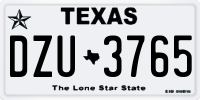 TX license plate DZU3765