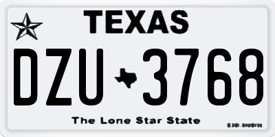 TX license plate DZU3768