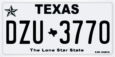 TX license plate DZU3770