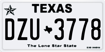 TX license plate DZU3778