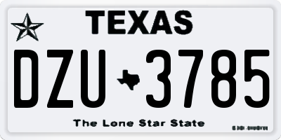 TX license plate DZU3785