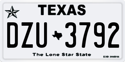 TX license plate DZU3792