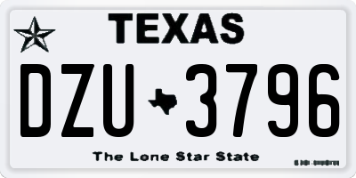 TX license plate DZU3796