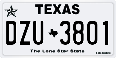 TX license plate DZU3801