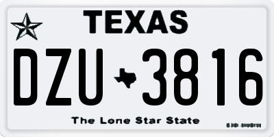 TX license plate DZU3816
