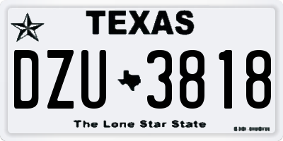 TX license plate DZU3818