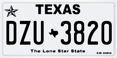 TX license plate DZU3820