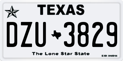 TX license plate DZU3829