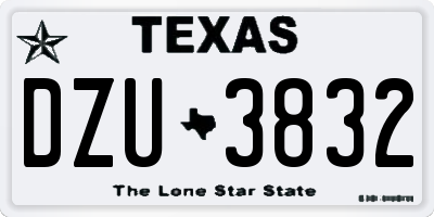 TX license plate DZU3832