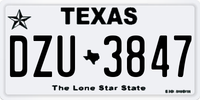 TX license plate DZU3847
