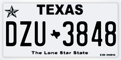TX license plate DZU3848