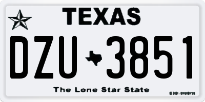 TX license plate DZU3851