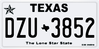 TX license plate DZU3852