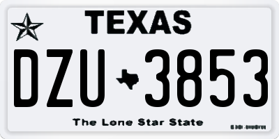 TX license plate DZU3853
