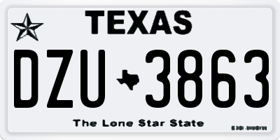 TX license plate DZU3863