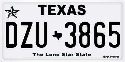 TX license plate DZU3865