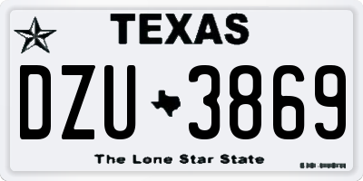 TX license plate DZU3869