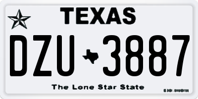 TX license plate DZU3887