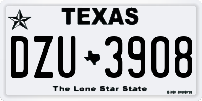 TX license plate DZU3908