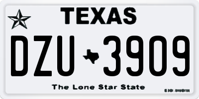 TX license plate DZU3909
