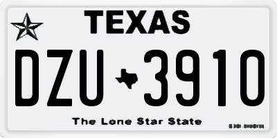 TX license plate DZU3910
