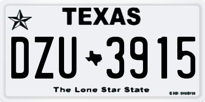 TX license plate DZU3915