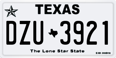TX license plate DZU3921