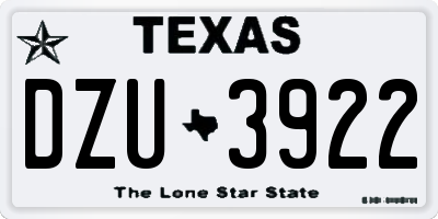 TX license plate DZU3922
