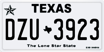 TX license plate DZU3923