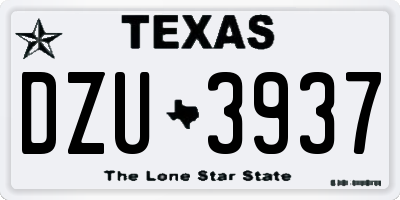 TX license plate DZU3937