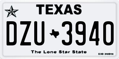 TX license plate DZU3940