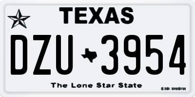 TX license plate DZU3954