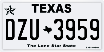 TX license plate DZU3959