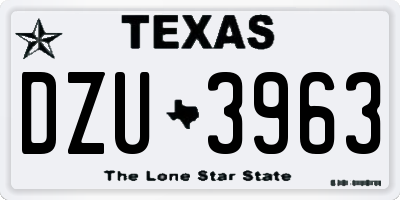 TX license plate DZU3963