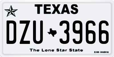 TX license plate DZU3966