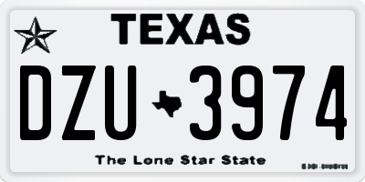 TX license plate DZU3974