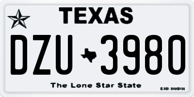 TX license plate DZU3980