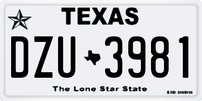 TX license plate DZU3981