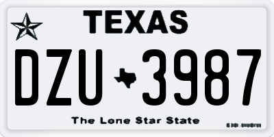 TX license plate DZU3987
